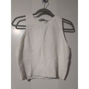 Zara Women's Size L White Heavy Waffle Crop Tank Top
